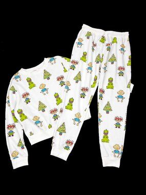 Rugrats White Christmas Jogger Sweatsuit Nickelodeon 2pc Set Womens 2X XXL